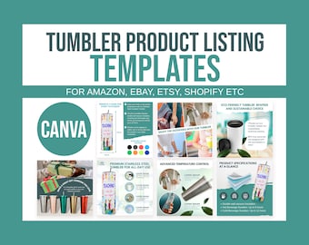 Tumbler Product Listing Templates: CANVA Editable Seller Templates (Digital Download)