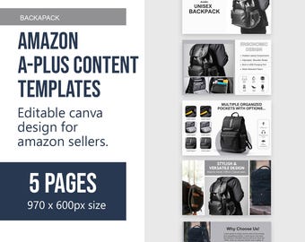 Backpack Amazon A+ Content seller Template | EBC design editable | CANVA (Digital Download)