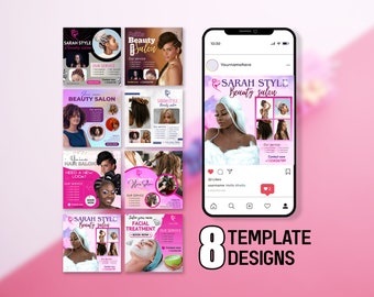 Beauty Salon Instagram Flyer Templates | Canva Social Media Designs | Salon Marketing