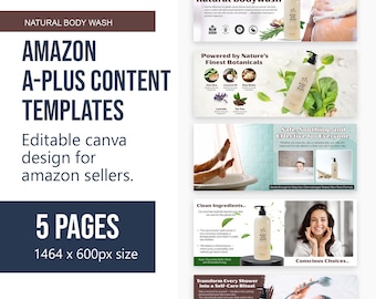 Natural Body Wash Amazon A+ Content Canva Template | EBC design Editable (Digital Download)