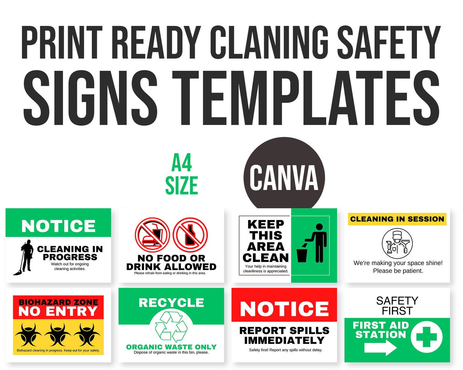Cleaning Service Safety Template Safety Signs Printable - Etsy