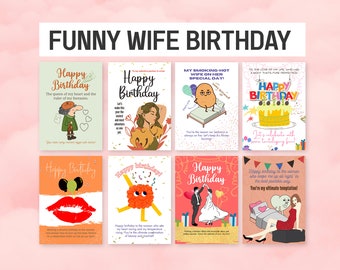 Biglietto d'auguri divertente per la moglie: 10 modelli modificabili (download digitale)