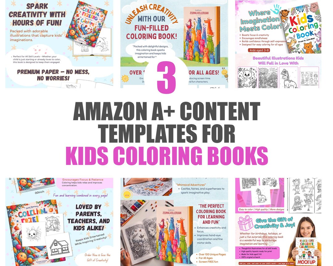 3 Kids Coloring Book Amazon A+ Content Template Bundle | Canva Design ...