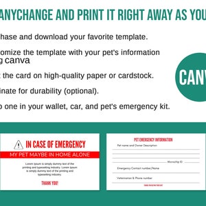 Pet Emergency Contact ID, Pet Home Alone Templates, Emergency Pets at ...