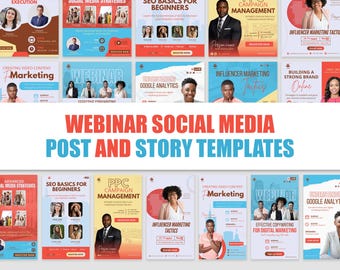 Webinar Social media Templates for Digital Marketing, Digital Marketing Webinar Instagram Template, Webinar Instagram story, CANVA template