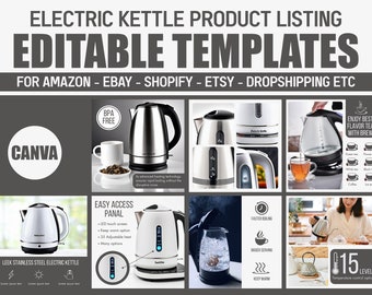 Amazon listing Electric Kettle template, Kitchen & dining template for amazon, ebay listing, amazon Water Heater, electric kettle, CANVA