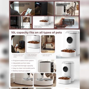 Mangeoire automatique pour chats, minuterie programmable, contrôle des portions, capacité de 10 l (téléchargement numérique) image 3