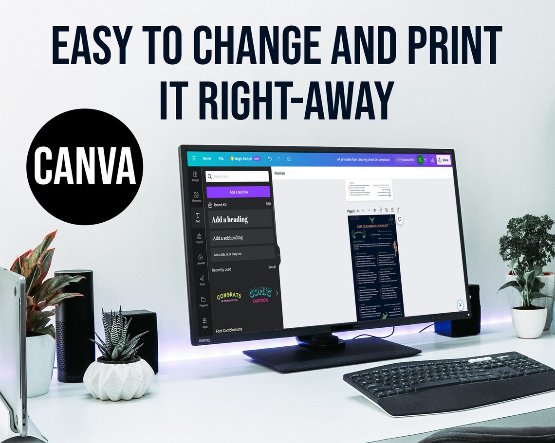 Printable Gym Cleaning Check List, Gym Cleaning, Editable Cleaning