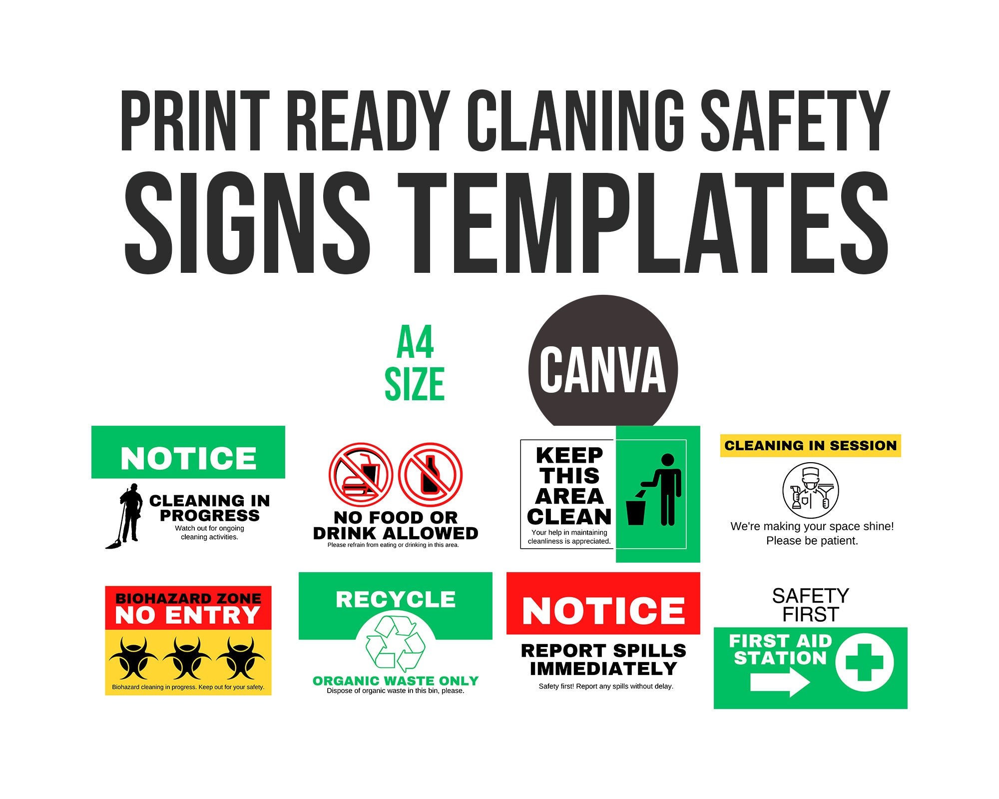 Cleaning Service Safety Template, Safety Signs Printable, Editable ...