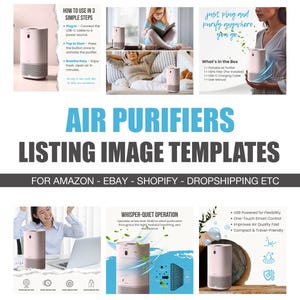 Sjablonen voor productvermeldingen luchtreiniger: Amazon, eBay, Shopify (CANVA, 7 sjablonen, digitale download)