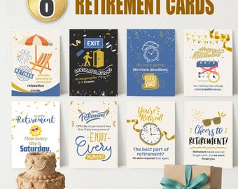Funny Retirement Cards Bundle, Sarcastic Office Humor, 8 Printable Designs (Digital Download)