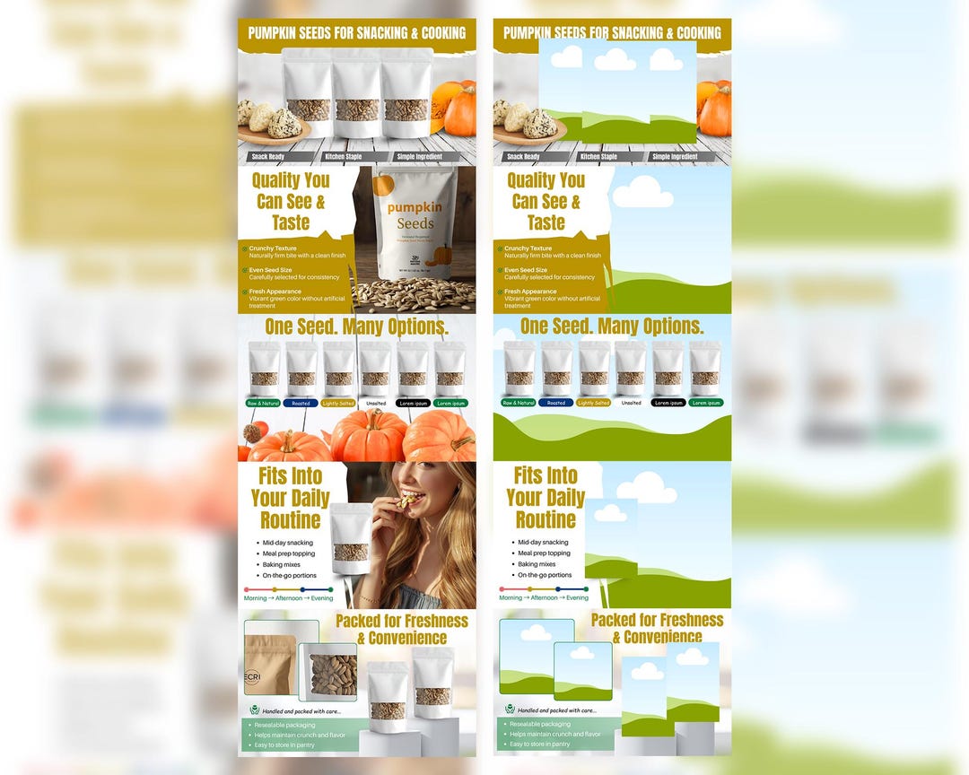 Pumpkin Seeds A+ Content Digital Template | Editable Canva Food ...