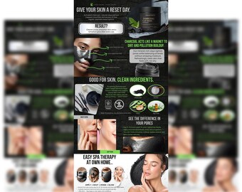 Charcoal Clay Mask A+ Content Template | Amazon EBC Canva Skincare Design | Product Listing Images