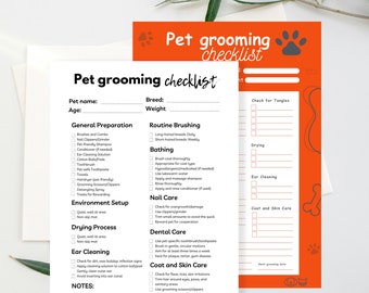Pet grooming checklist, pet grooming service checklist, Checklist, pet grooming business, pet grooming, CANVA printable, Dog & Cat grooming