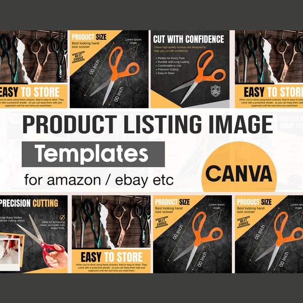 Scissor Listing Images for Amazon, listing images template, canva editable, scissor selling images, ebay listing images, canva templates