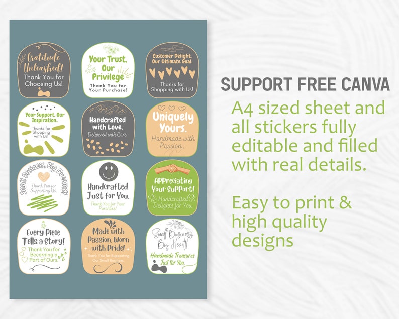 Printable Brand Packaging Round Sticker, Small Business Thankyou ...