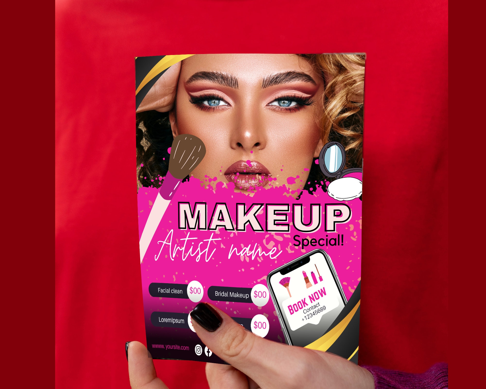 DIY Makeup Services Flyer, Makeup Service Flyer, Editable Makeup