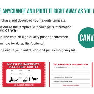 Pet Emergency Contact Cards, Pet Home Alone Templates, Emergency Pets ...