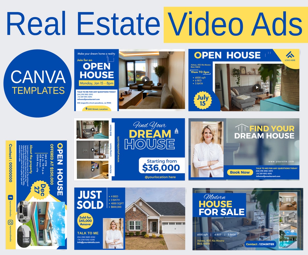 Real Estate Video Ads, Canva Ads Template, Canva Real Estate, Real