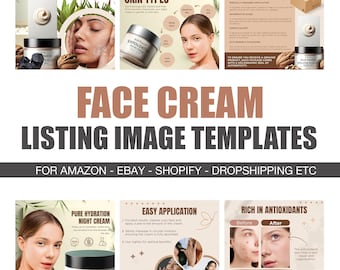 Face Cream Listing Image Templates: Editable CANVA Seller Templates (Digital Download)