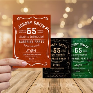 aged to perfection Whiskey themed birthday invitation, Vintage aged to perfection birthday invitation, Adult birthday invitation templates