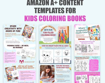 3 Kids Coloring Book Amazon A+ Content Template Bundle | canva design layout | digital download