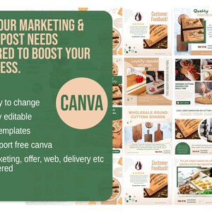 Wholesale cutting boards social media, cutting board instagram. promotional template, social media templates, CANVA, engraved wooden boards zdjęcie 3