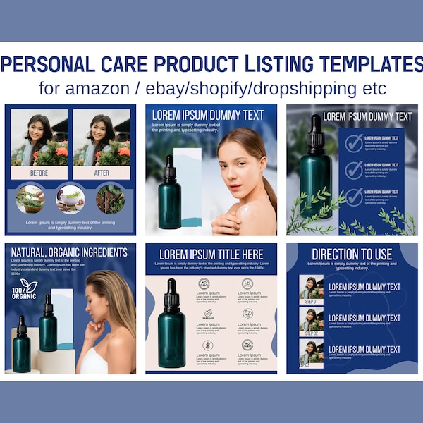 Amazon personal care product listing images, skin care product templates, personal care product listing template, editable canva, templates