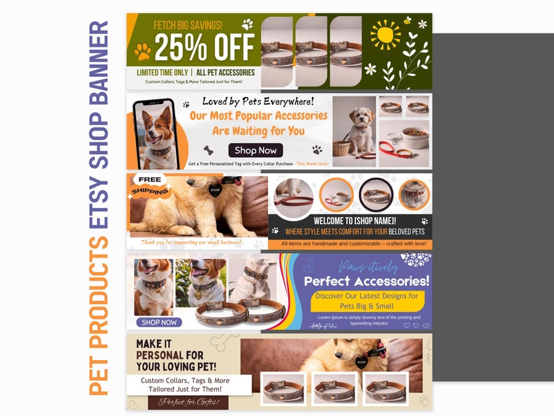 pet products and accessories etsy seller store banner templates