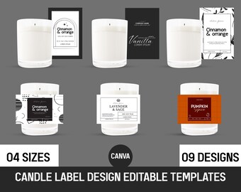 Canva candle label templates, Candle label bundle, label designs, Editable candle label, Custom Candle Labels, CANVA, DIY Candle Sticker