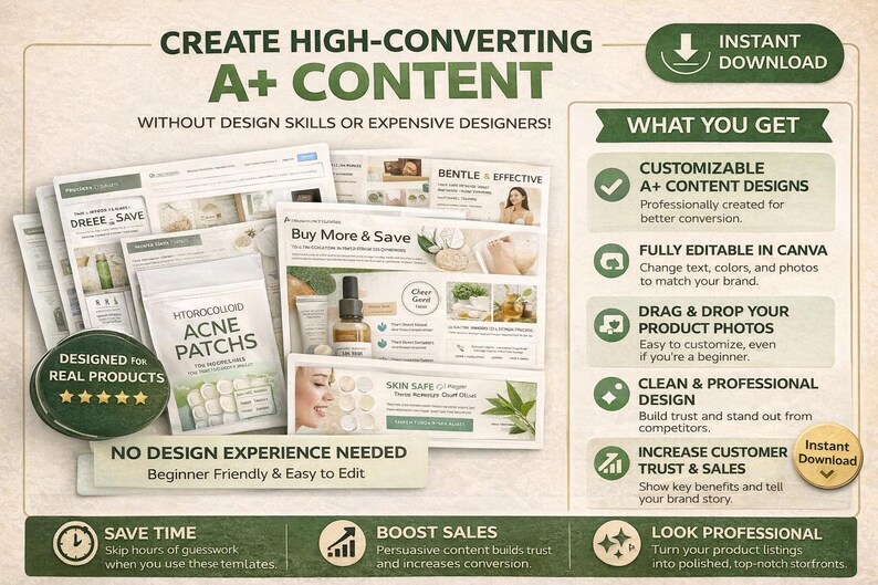 Plantilla de Canva para sérum de crecimiento capilar – Contenido A+ de EBC Designs (5 páginas) imagen 10