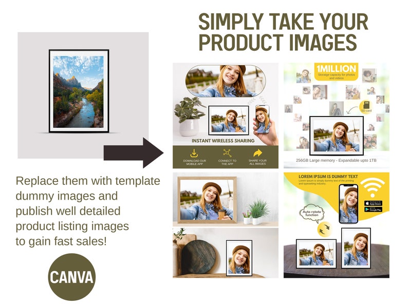 Digital Photo Frame Product listing, Amazon listing template, Photo frame, Seller template, Shopify product, Templates, CANVA, Digital Photo zdjęcie 3