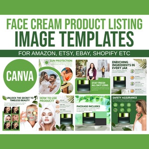 Face Cream Product Listing Canva Templates (Digital Download)