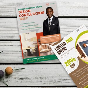 Interior Design Services Flyer Templates: Editable CANVA Design ...