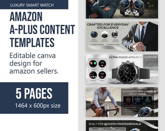 Luxury Smart Watch Amazon A+ Content Canva Template | EBC design (Digital Download)