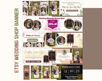 Wedding Shop Banner Template: Editable Canva Design (Digital Download)