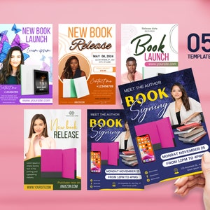 Editable book launch flyer template, book launch poster template, author book launch flyer, canva editable, flyer template book launch event