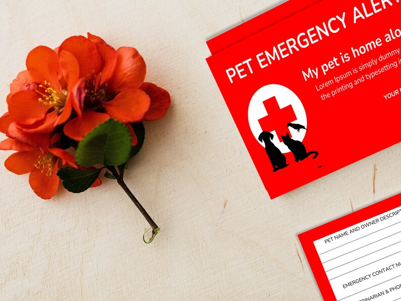 Pet Emergency Contact ID, Pet Home Alone Templates, Emergency Pets at