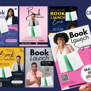 Editable book launch flyer template, book launch event template, author book launch flyer, canva editable flyer, template, book launch event