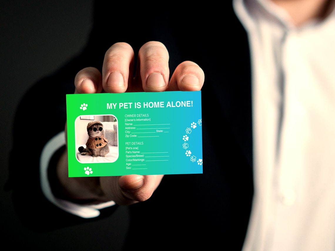 Pet Emergency Contact ID, Pet Home Alone Templates, Emergency Pets at