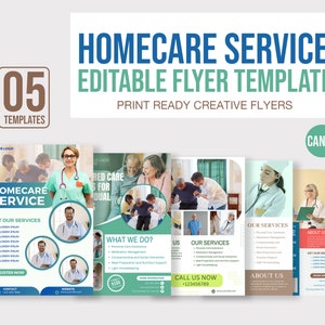 Home care agency service flyer template, home care service flyer, health care service, flyer, templates, CANVA, Nursing Home, Medical flyer image 1