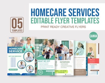 Home care agency service flyer template, home care service flyer, health care service, flyer, templates, CANVA,  Nursing Home, Medical flyer