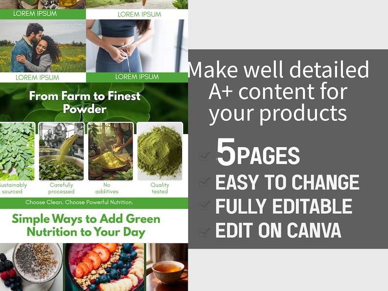 Superfood Supplement A+ Content Template – Greens Powder, Moringa ...