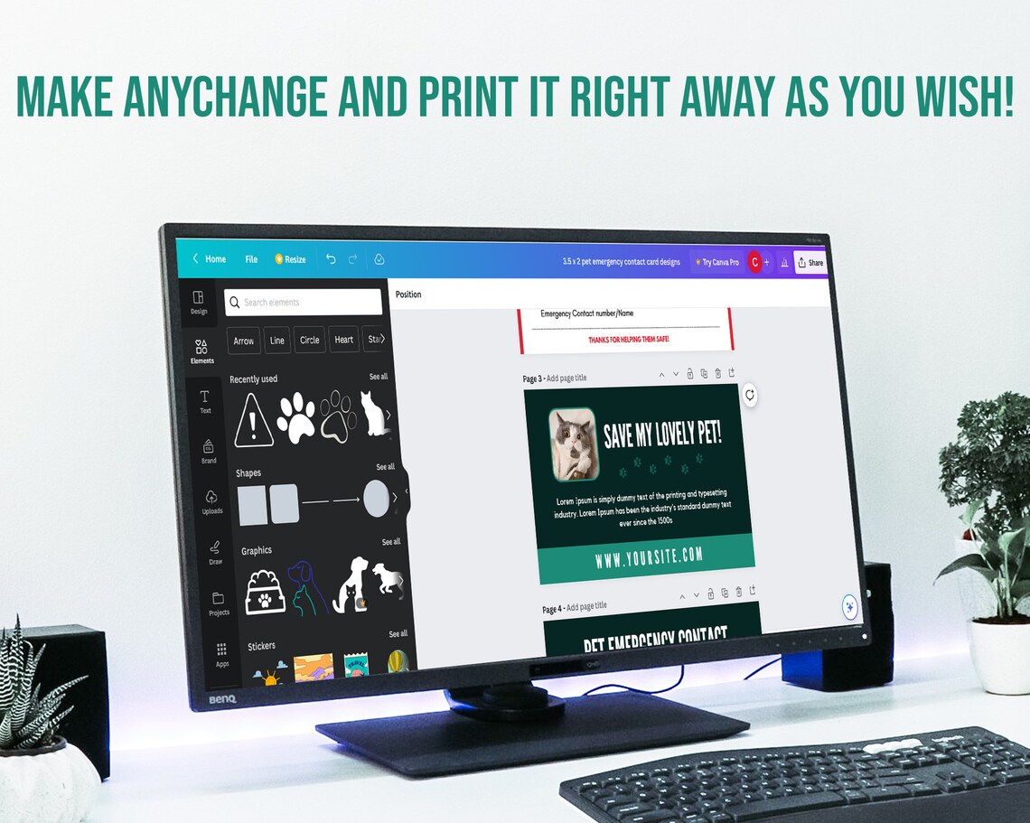 Pet Emergency Contact Cards, Pet Home Alone Templates, Emergency Pets