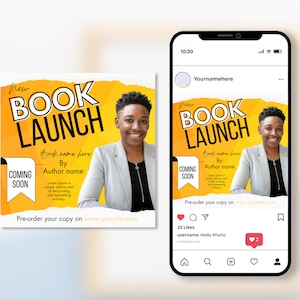 Book Launch Instagram Post Templates: Editable Canva Designs (8 ...