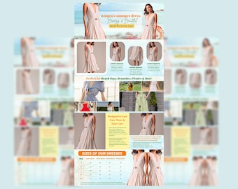 Canva A+ contentsjabloon: zomerjurken voor dames EBC-ontwerp (1464 x 600 px) digitale download