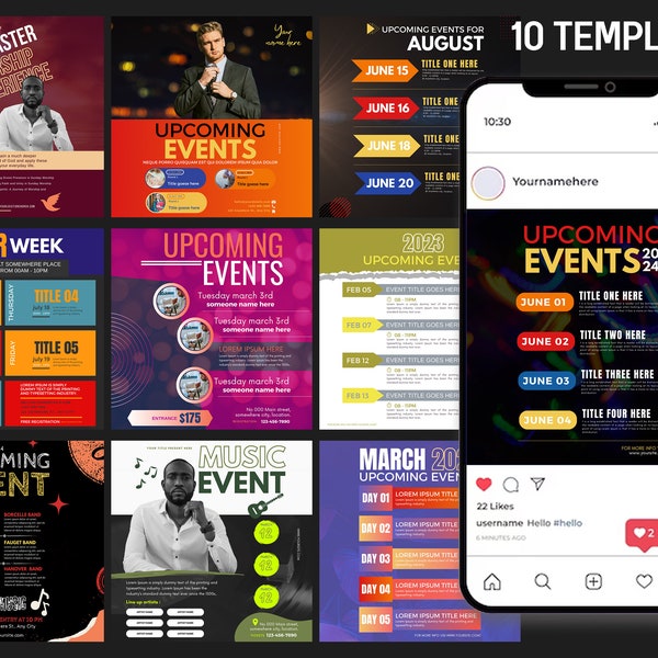 upcoming events templates, instagram events templates bundle, event templates, CANVA upcoming events, social media event, Instagram events