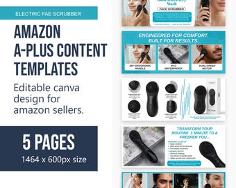 Electric Face Scrubber Amazon A+ Content Canva Template | EBC design editable (Digital Download)