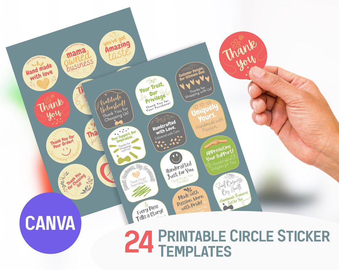Printable Brand Packaging Round Sticker, Small Business Thankyou ...