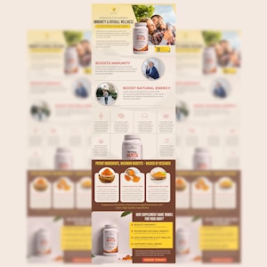 May include: A white supplement bottle with a brown label that says "Natural Matcha" and a picture of a green leaf. The bottle is on a white background with text about the benefits of the supplement. The text includes "Boosts Immunity", "Boost Natural Energy", "Potent Ingredients, Maximum Benefits, Backed by Research", and "How Supplement Name Works for Your Body".
